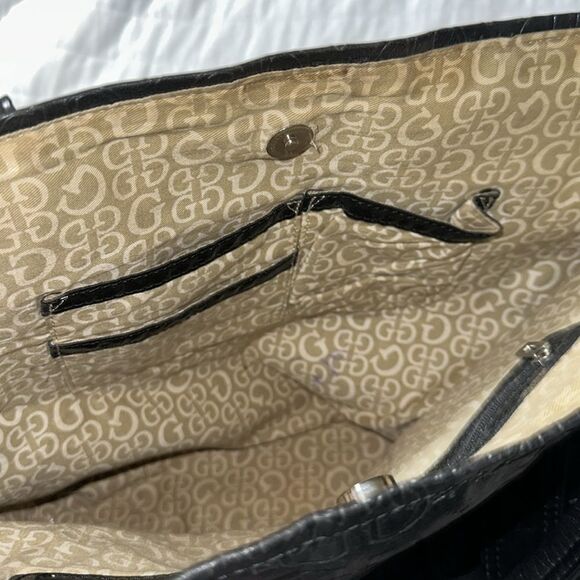 GUESS Black Leather G Logo Founder’s Tote - Picture 9 of 11